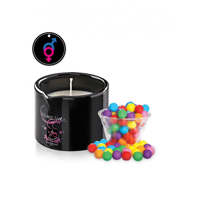 BOUGIE DE MASSAGE GOURMANDE BUBBLEGUM - du desir au plaisir