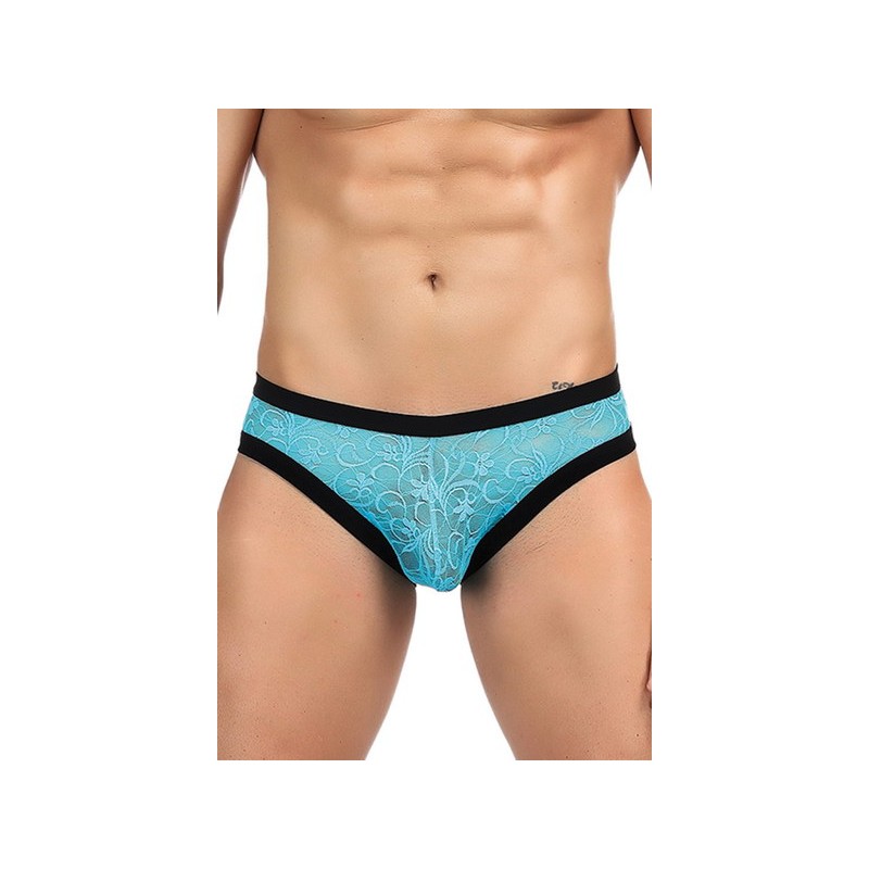 Slip en dentelle homme turquoise