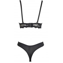Ensemble noir soutien gorge push up bonnet B et string - du desir au plaisir