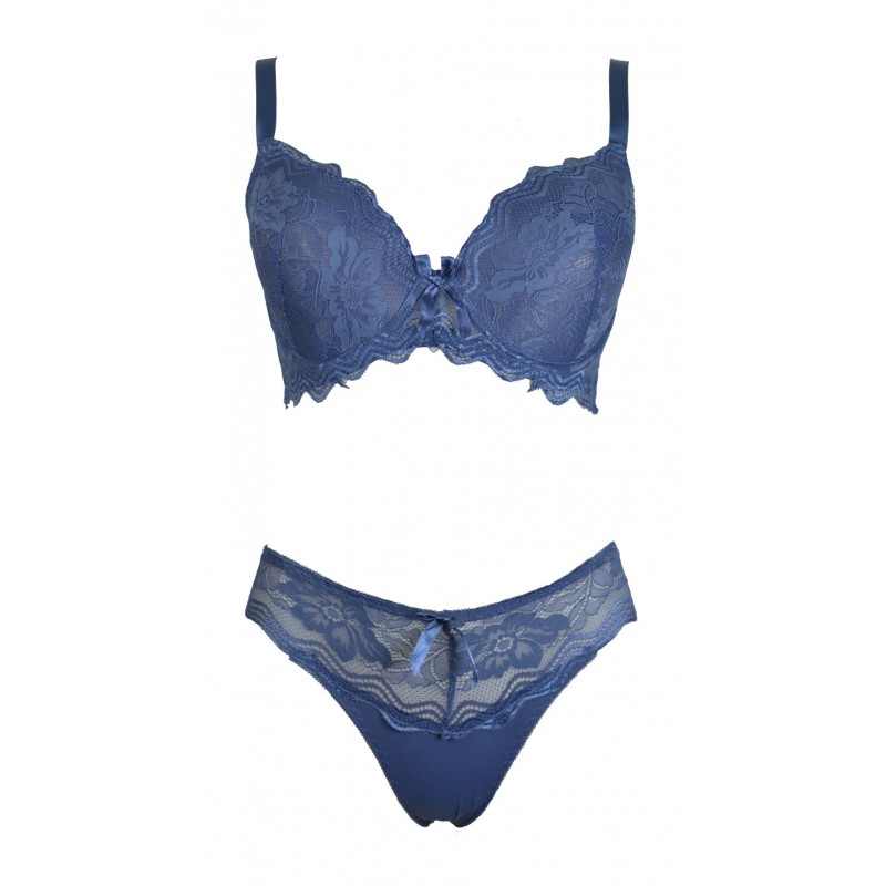 Ensemble bleu soutien gorge avec culotte - du desir au plaisir