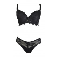 Ensemble noir soutien gorge avec culotte - du desir au plaisir