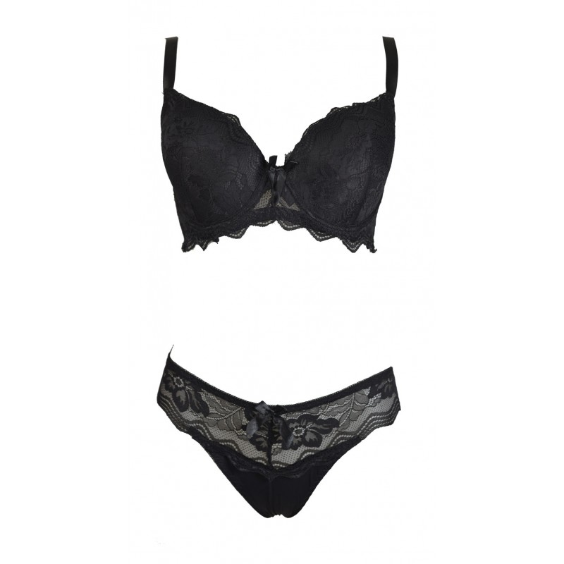 Ensemble noir soutien gorge avec culotte - du desir au plaisir