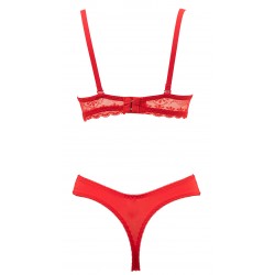 Ensemble bonnet B rouge soutien gorget string - du desir au plaisir